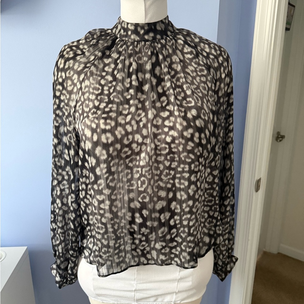Worthington Black and Gray Animal Print Blouse